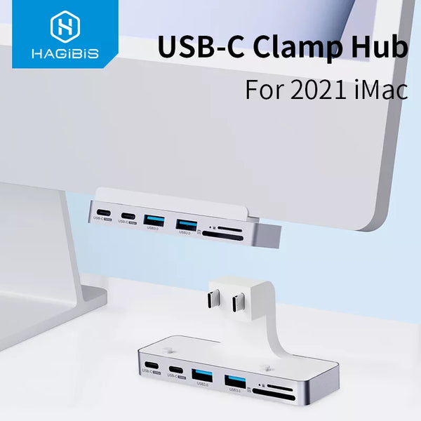 Hagibis USB C Clamp Hub Type-c for 2021 iMac with USB C USB 3.0 Micro/SD Card Reader 4K HD Docking Station iMac Accessories - IHavePaws