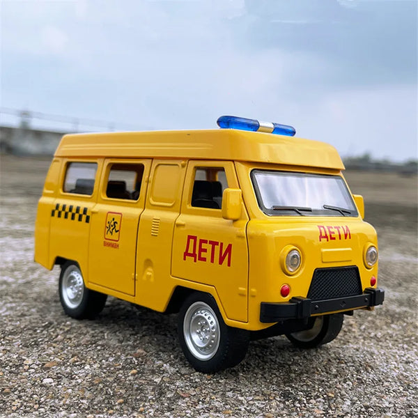 1/18 UAZ Travelers Alloy Police Bus Car Model Diecast Traffic City Tour Vehicles Car Model Simulation Sound Light Kids Toys Gift - IHavePaws