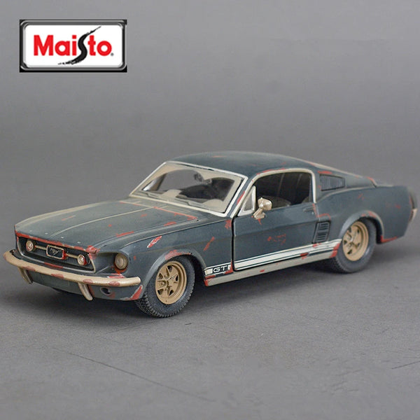 Maisto 1:24 1967 Ford Mustang GT Make Old Rust Car Model Simulation Diecast Metal Toy Sports Car Model Collection Childrens Gift GT - IHavePaws