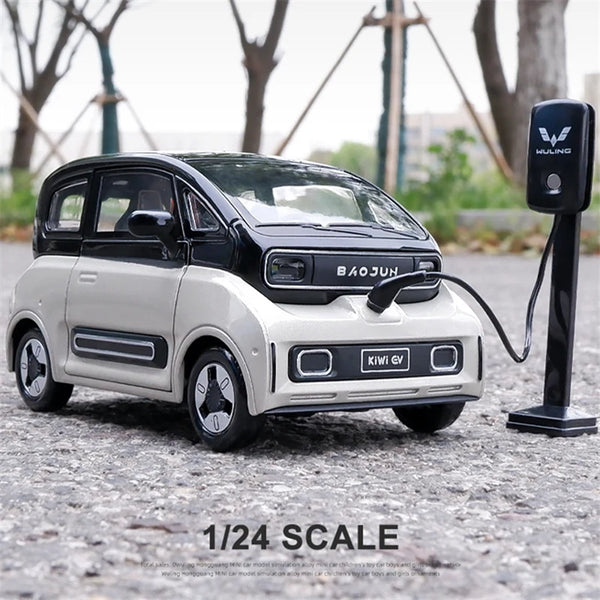 1:24 BAOJUN MINI EV Alloy New Energy Car Model Diecast Metal Toy Vehicles Car Model With Charging Pile Sound and Light Kids Gift - IHavePaws