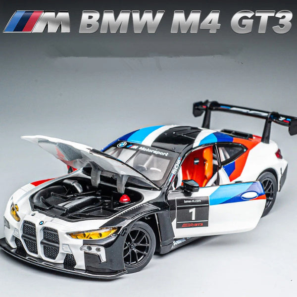 1:24 BMW M4 GT3 Alloy Sports Car Model Diecasts Metal Track Racing Car Model Simulation Sound and Light Collection kids Toy Gift - IHavePaws