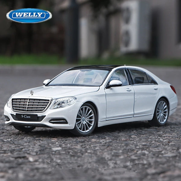 WELLY 1:24 Mercedes-Benz S-Class S500 Alloy Car Model High Simulation Diecast Metal Toy Vehicles Car Model Collection Kids Gifts White - IHavePaws