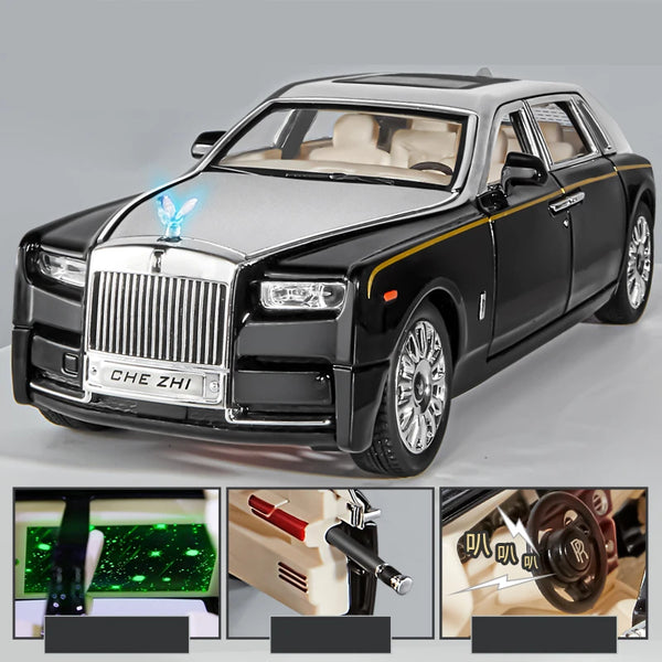 1:24 Rolls Royce Phantom Alloy Car Model Diecast Metal Toy Luxy Vehicles Car Model With Star Top Sound and Light Childrens Gifts - IHavePaws