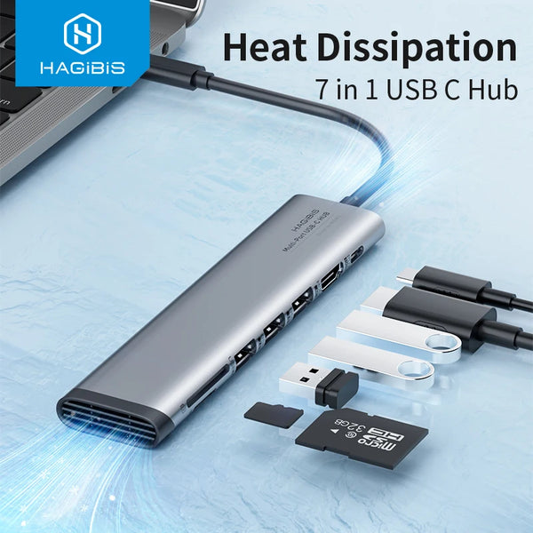 Hagibis USB C Hub Type C to HDMI-compatible Multi USB 3.0 2.0 Adapter PD Dock SD/Micro SD Card Reader for Macbook iPad Pro XPS - IHavePaws