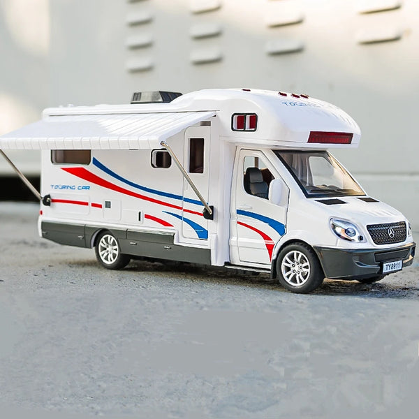 1:30 Diecast Luxury RV Recreational Dining Car Model Metal Camper Van Motorhome Touring Car Model Sound and Light Kids Toys Gift - IHavePaws