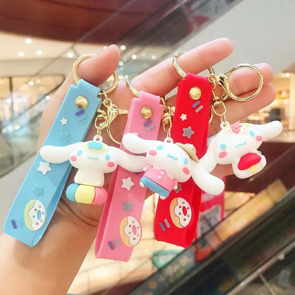 Kawaii Sanrio Keychain Kuromi Cinnamoroll Bag Pendant MyMelody Hello Kitty Accessories Toy Pvc Food Series Keyring for Girl Gift - ihavepaws.com