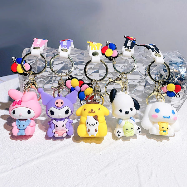 Kawaii Hello Kitty Keychain Sanrio Anime Cartoon Melody Kuromi Cinnamoroll Toys Cute Pendant Dolls Car Key Ring Girl&Child Gifts - ihavepaws.com