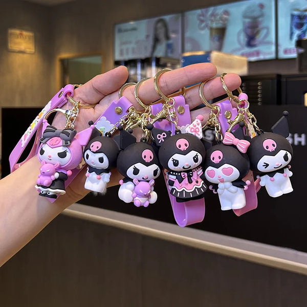 Kawaii Sanrio Keychain Cute Cartoon Kuromi Doll Pendant Car Keyring Schoolbag Decoration Ornaments Jewelry Gifts for Friends - ihavepaws.com