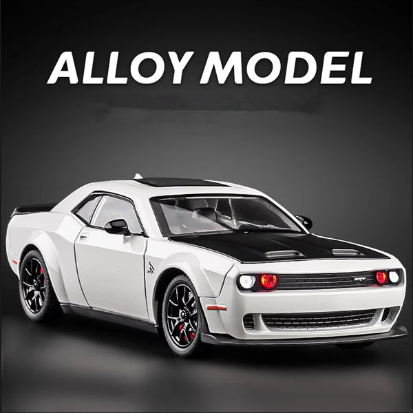 1:24 Dodge Challenger SRT Hellcat Alloy Racing Car Model Diecast Metal Sports Car Model Simulation Sound and Light Kids Toy Gift - IHavePaws