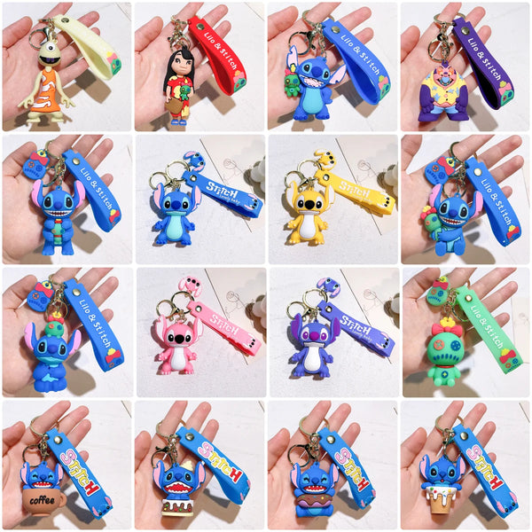 4Pcs New Anime Cartoon Stitch Keychain Lilo & Stitch Cute Doll Keyring Fashion Couple Bag Ornament Key Chain Car Pendant Gifts - ihavepaws.com