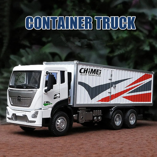 1/32 Diecast Urban Container Transport Car Model Alloy Metal Engineering Transport Truck Vehicles Car Model Sound and Light Toys