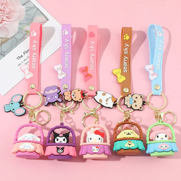 Kawaii Sanrio Keychain Cute Cartoon Kuromi Hello Kitty Cinnamoroll Car Key Ring Pendant Schoolbag Decoration Gifts for Friends - ihavepaws.com