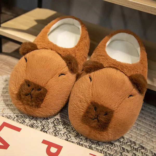 Cute Cartoon Capybara Cotton Slippers Half Wrap Heel Home Soft Non-slip Warm Breathable Indoor Plush Shoes Couple Slippers Capybara / 35-42 - IHavePaws