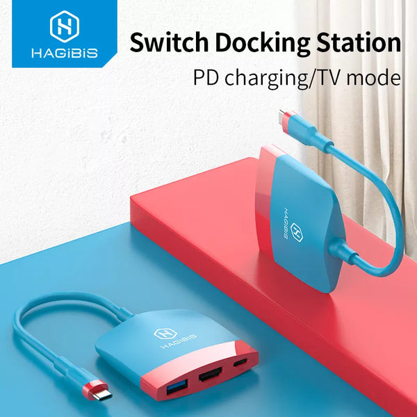 Hagibis Switch Dock TV Dock for Nintendo Switch Portable Docking Station USB C to 4K HDMI-compatible USB 3.0 Hub for Macbook Pro - IHavePaws