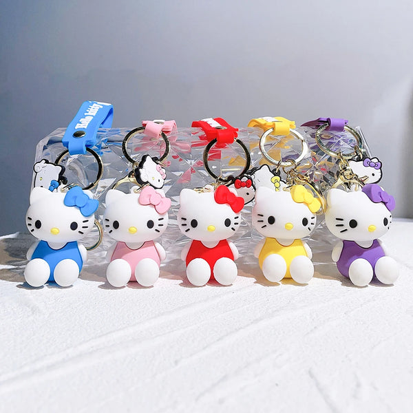 Kawaii Sanrio Hello Kitty Keychain Cartoon Doll Cute Kitty Pvc Key Chain Soft Rubber Car Key Ring Women Bag Pendant Girl Gift - ihavepaws.com