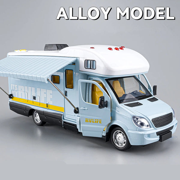 1:28 Diecast Luxury RV Recreational Vehicle Car Model Toy Metal Camper Van Motorhome Touring Car Model Sound and Light Kids Gift - IHavePaws