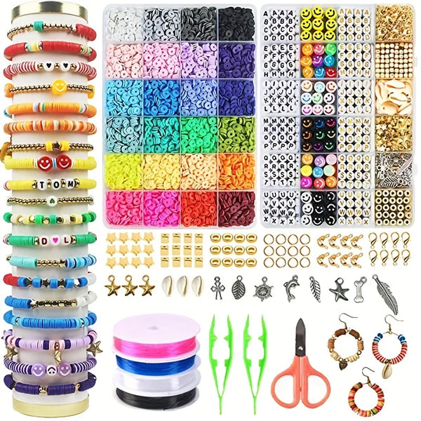 2 Box 24 Rainbow Color Clay Beads Bracelet Making Kit for Jewelry Making Letter Beads Accessories Kit DIY Handmade Supplies - IHavePaws