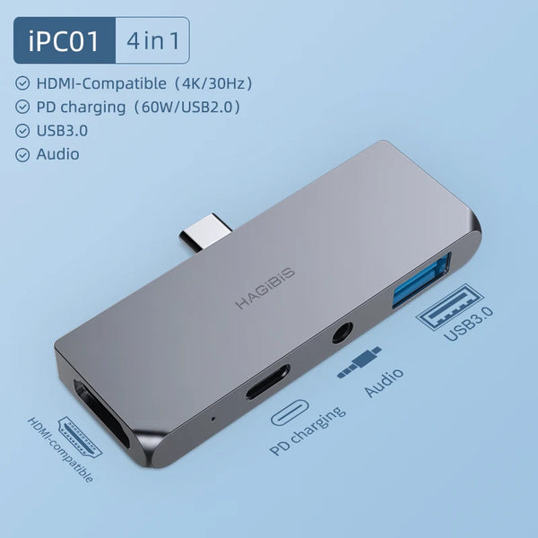 Hagibis USB C HUB TYPE-C to HDMI-compatible Adapter 3.5mm Audio PD Charging USB 3.0 Port Converter for iPad Pro Macbook Laptop - IHavePaws