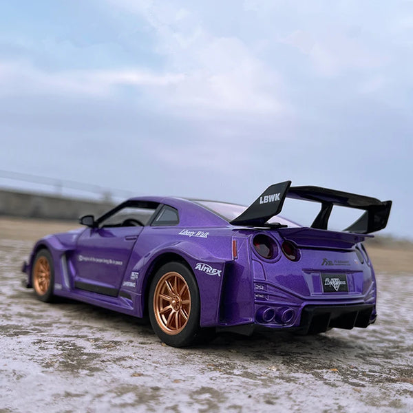 1:24 Skyline Ares Nissan GTR CSR2 Alloy Sports Car Model Diecast Metal Racing Car Model Simulation Sound and Light Kids Toy Gift - IHavePaws