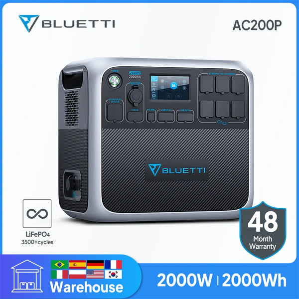 BLUETTI AC200P 2000W 2000Wh Power Station LiFePO4 2000W Portable Solar Generator Backup Power Battery Generators Camping Fishing - IHavePaws