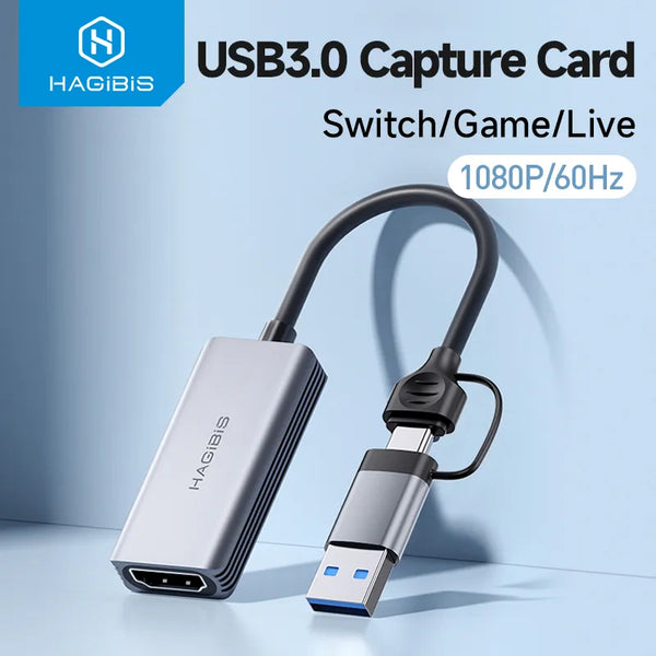 Hagibis USB 3.0 Video Capture Card HDMI-compatible to USB/Type-c Game Grabber Record ms2130 for Switch Xbox PS4/5 Live Broadcast - IHavePaws