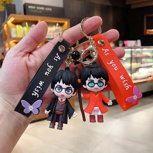 Cartoon Q-version Harry Potter Keychain Hermione Ron Anime Character Pendant Creative PVC Car Key Chain Ring Gift for Children - ihavepaws.com