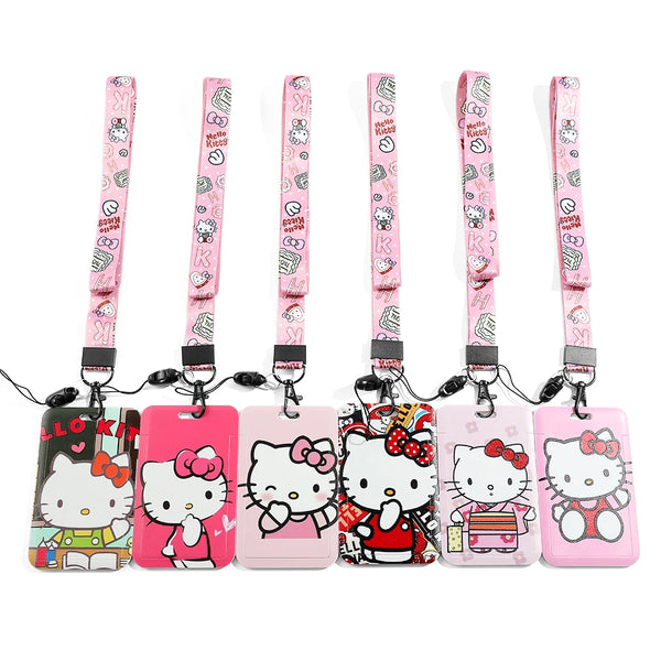 Sanrio ID Badge Holder with Lanyard for Office School Hello Kitty Girls Credit Cards Holders Neck Strap Keychain Personalized - ihavepaws.com