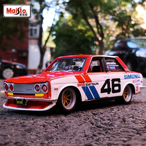 Maisto 1:24 1971 BRE Datsun 510 Alloy Racing Car Model Diecasts Metal Sports Car Model Simulation Collection Childrens Toy Gifts - IHavePaws