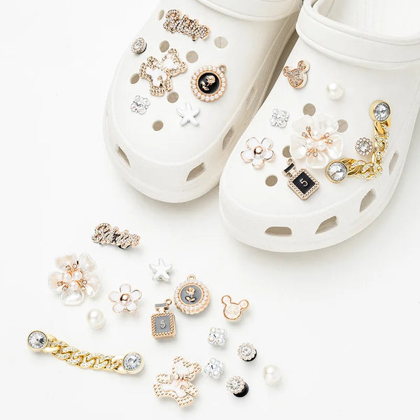 Shoe Charms for Crocs DIY Metal Bear Diamond Chain Decoration Buckle for Croc Shoe Charm Accessories Kids Party Girls Gift - IHavePaws