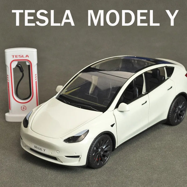 1:24 Tesla Model Y Model 3 Tesla Model S Alloy Die Cast Toy Car Model Sound and Light - IHavePaws