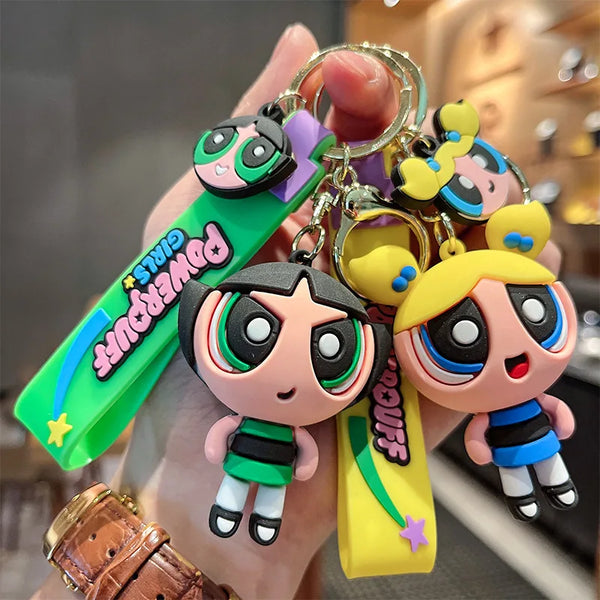 Cartoon anime The Powerpuff Girls Keychain Creative Handmade Car Keychain Pendant Luggage Accessories Gift Doll for Daughter - ihavepaws.com