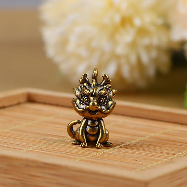 1Pc Vintage Statue Figurine Wealth Brass Decor Prosperity Chinese Style Ornament Dragon Luck Animal Mini Home Accessories Gift 1 - IHavePaws