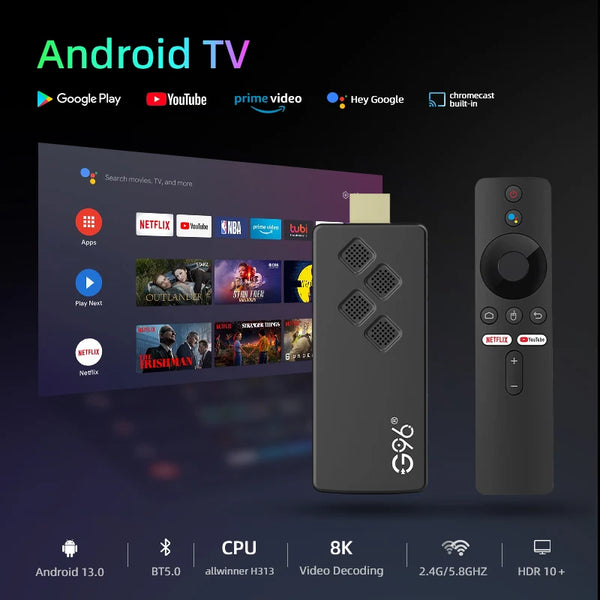 G96 H313 2GB RAM 16GB ROM Stick Tv 4k android 13.0 ATV UI BT voice remote fire tv stick 4k - IHavePaws