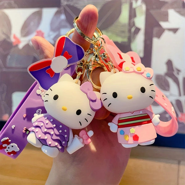 Sanrio Keychain Cute Kawaii Cartoon Kuromi Hello Kitty Cinnamoroll Car Key Ring Pendant Schoolbag Decoration Gifts for Friends - ihavepaws.com