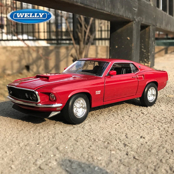WELLY 1:24 Ford Mustang Boss 429 Alloy Sports Car Model Diecasts Metal Toy Classic Vehicles Car Model Simulation Childrens Gifts - IHavePaws