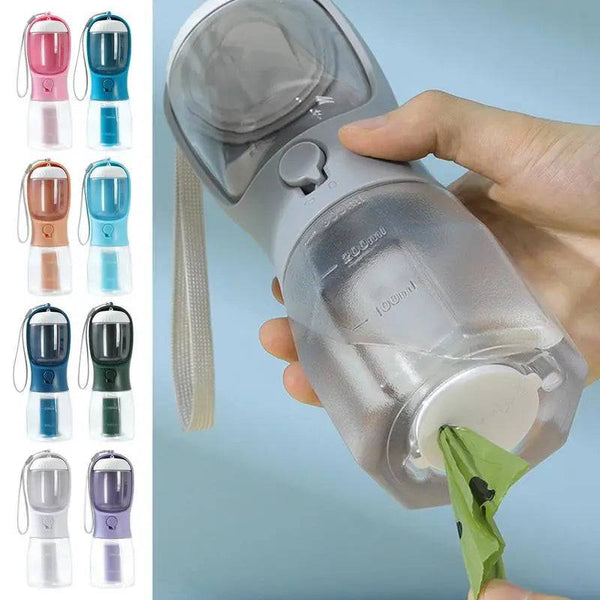 Portable Dog Water Bottle with Food Dispenser and Waste Bag Dispenser - IHavePaws